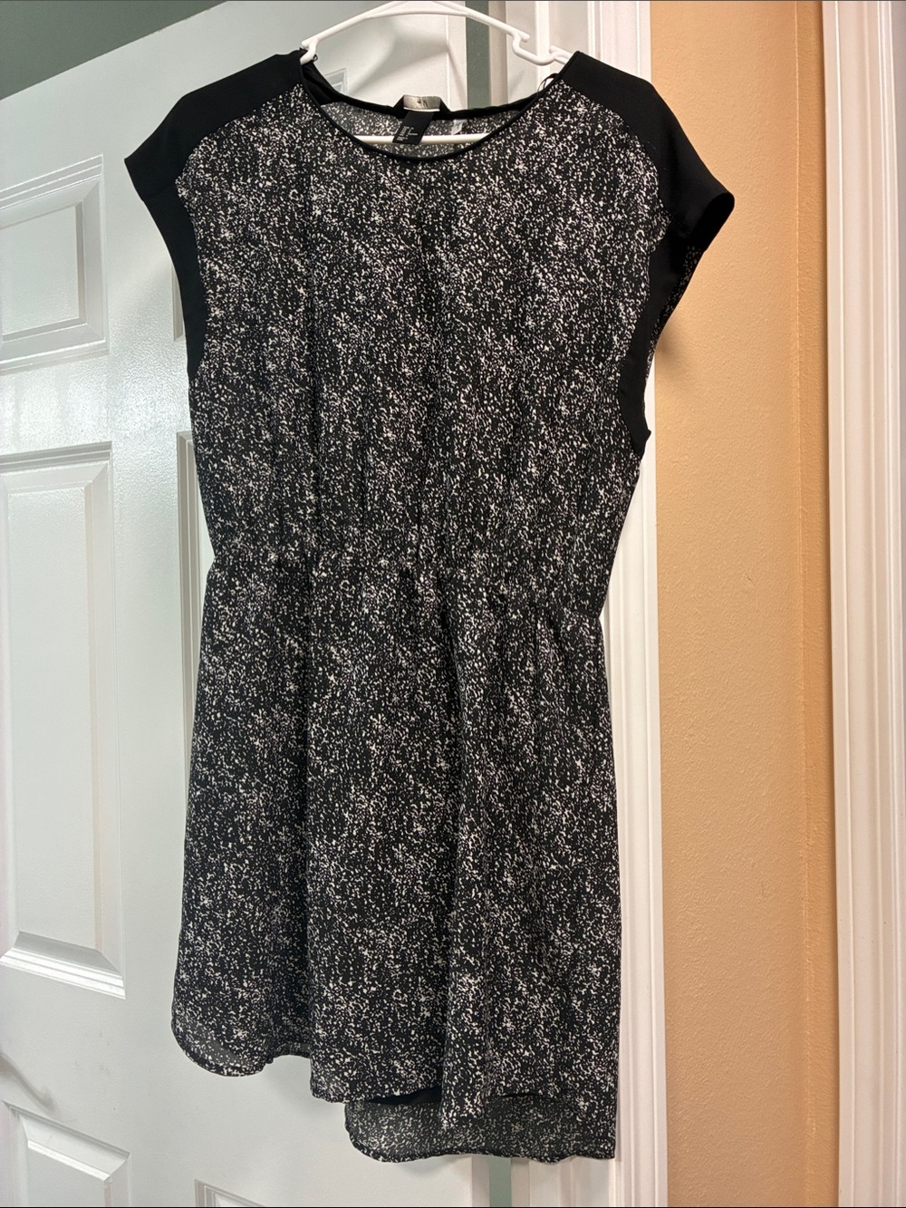 H&M Black & White Textured Midi Dress